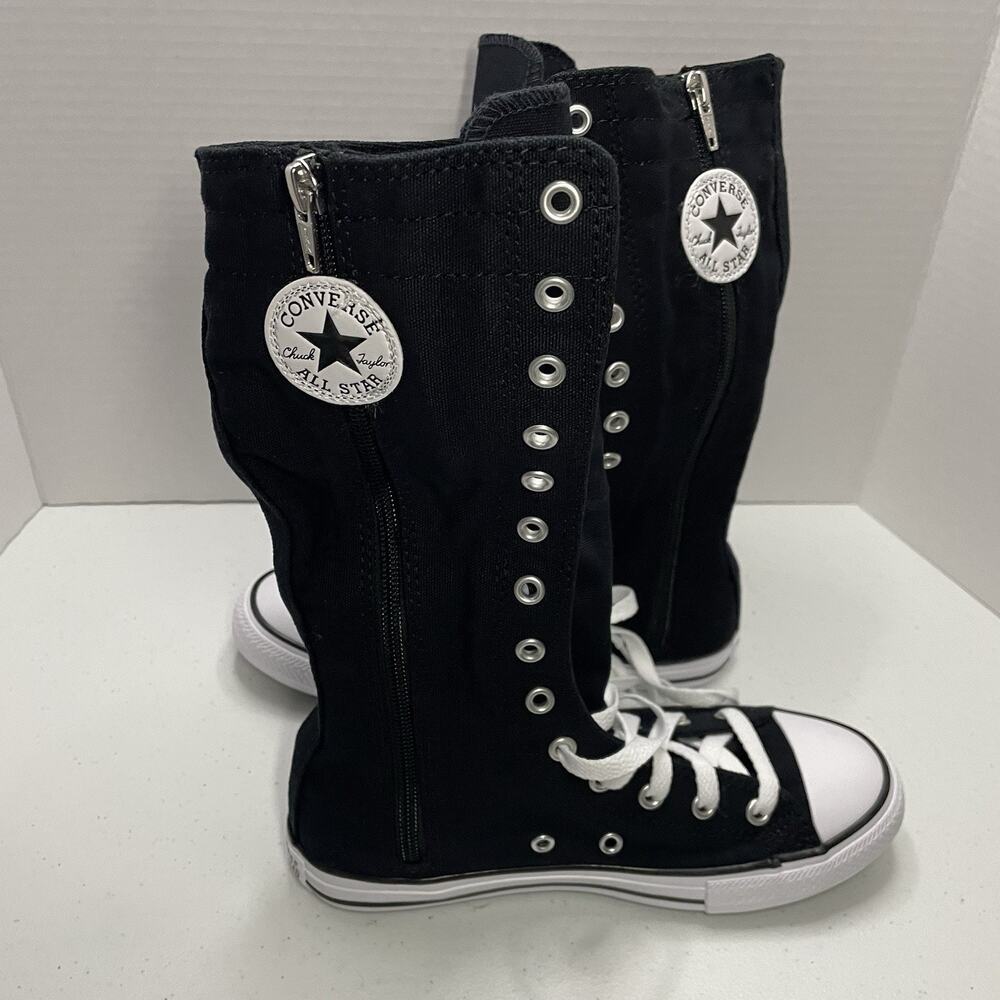 Converse Kids Size 3 Shoes NEW Knee High Chuck Taylor All Star XHi Black Zip Up - Picture 7 of 9